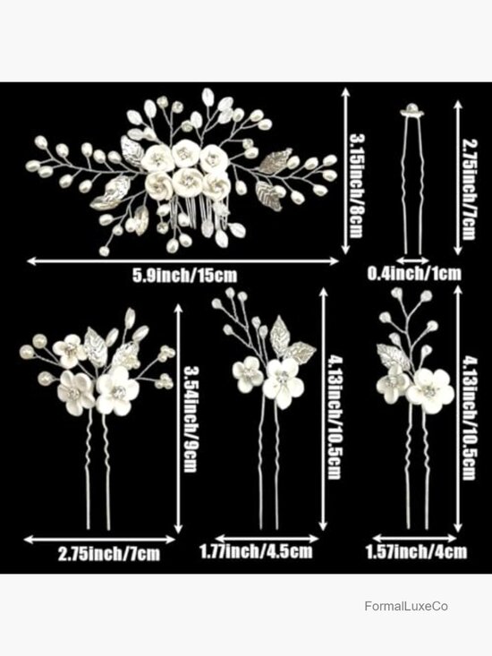 10 Piece Silver Wedding Hair Pins Set Pearl Rhinestone Bridal Hair Accessories main image 2